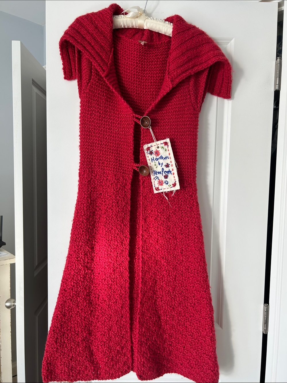 Free People red sweater vest duster cardigan. small. NWT